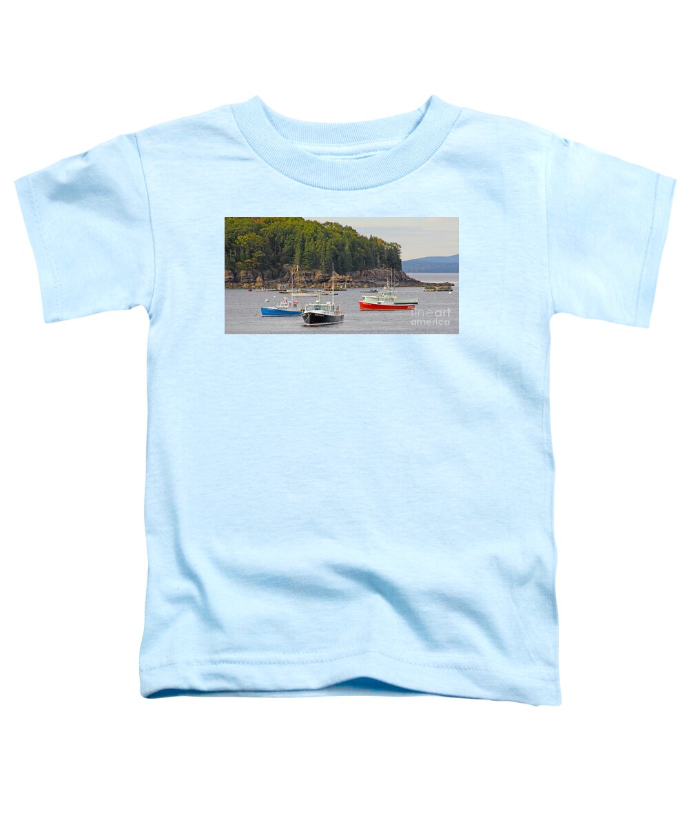 Lobster Boats Toddler T-Shirt featuring the photograph Lobster Boats in Bar Harbor by Jack Schultz