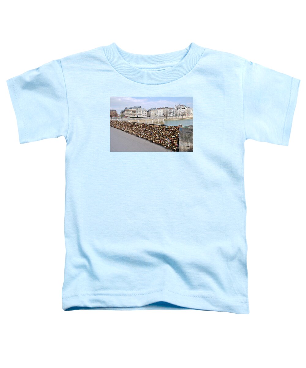 Paris Toddler T-Shirt featuring the photograph Locking Love in Paris by David Fowler