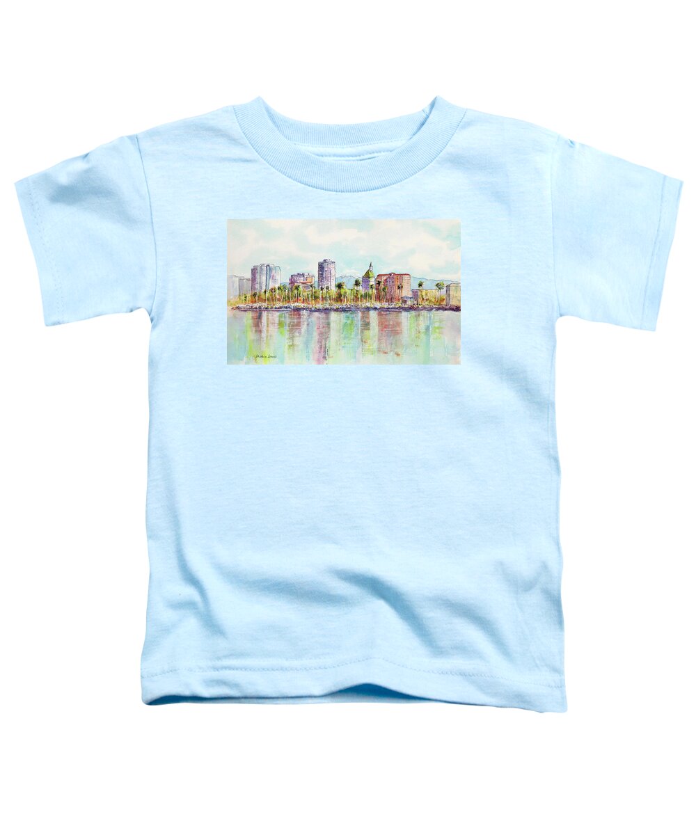 Long Beach Toddler T-Shirt featuring the painting Long Beach Coastline Reflections by Debbie Lewis