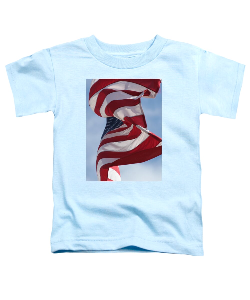 Flag Toddler T-Shirt featuring the photograph Long May She Wave by Lauri Novak