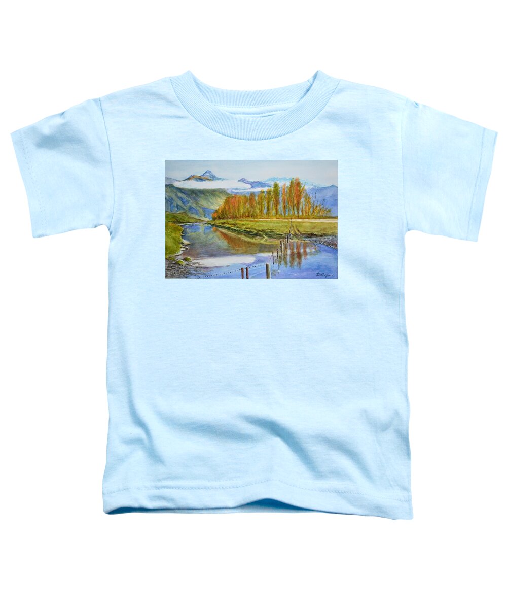 Alps Toddler T-Shirt featuring the painting Long White Cloud by Dai Wynn
