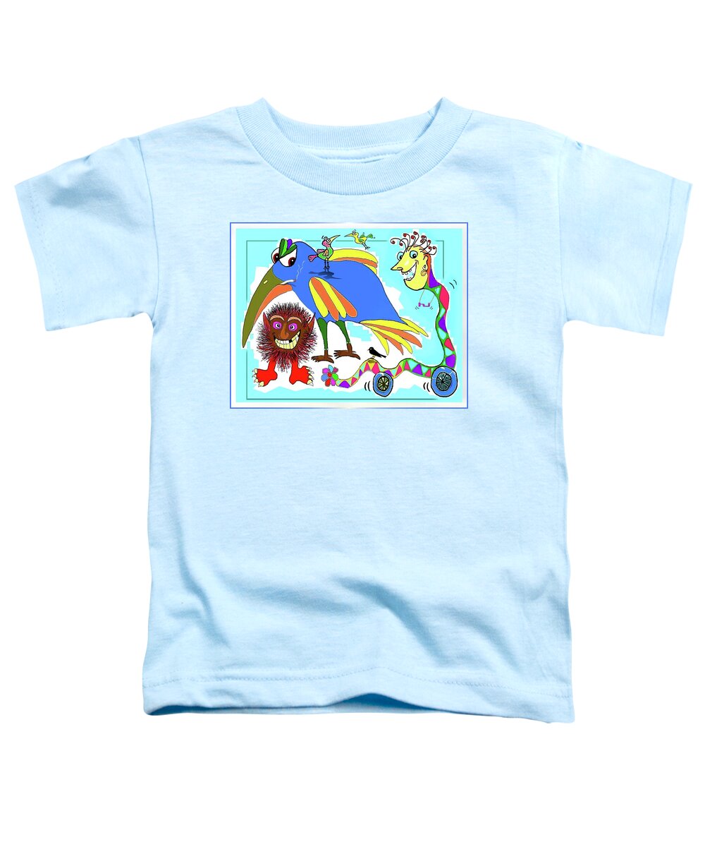 Birds Toddler T-Shirt featuring the painting Loony Cartoon by Hartmut Jager