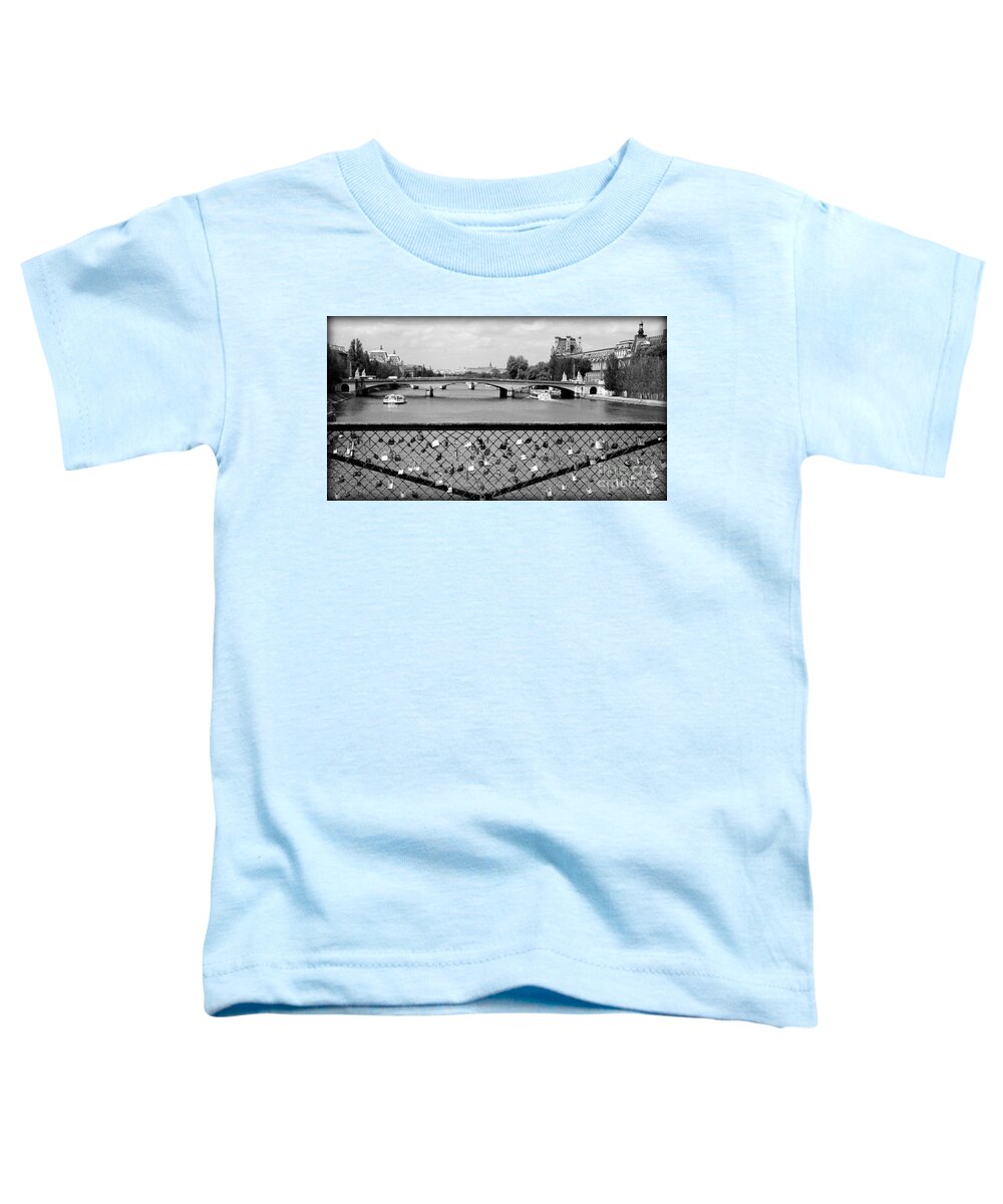 Locks Toddler T-Shirt featuring the photograph Love Locks over the Seine by Carol Groenen