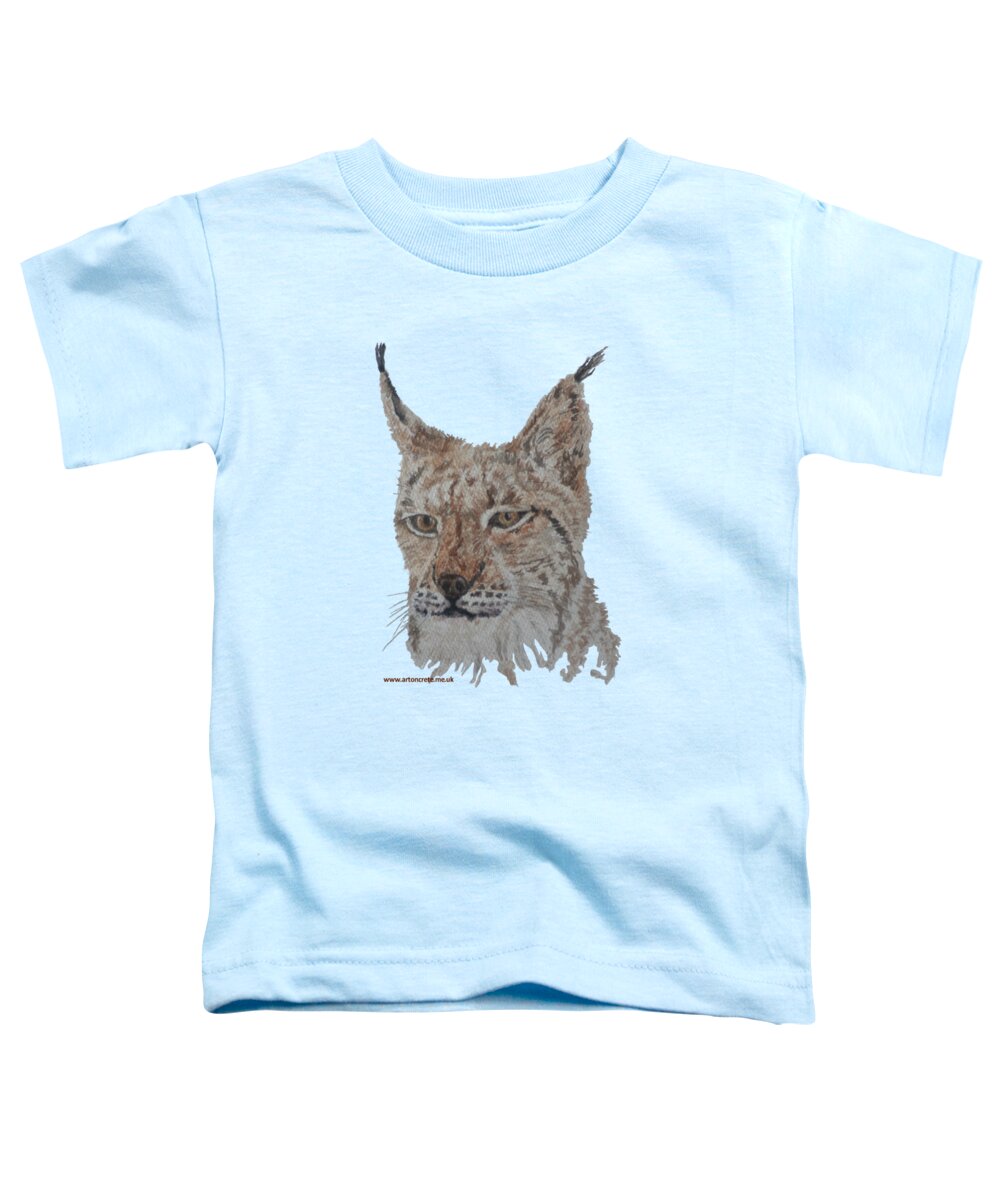 Lynx Toddler T-Shirt featuring the painting Lynx t-shirt by David Capon