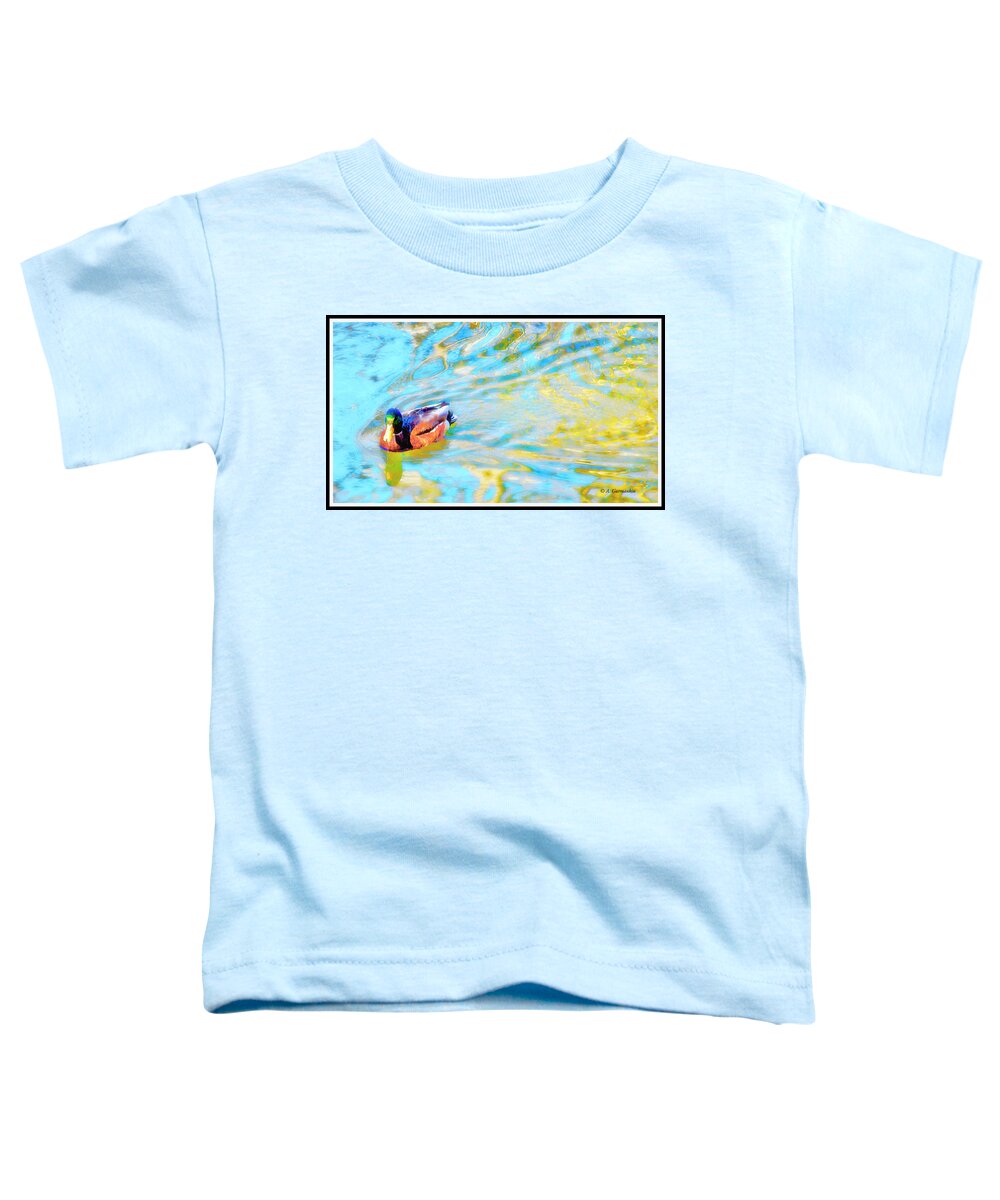 Mallard Duck Toddler T-Shirt featuring the digital art Mallard Duck , Autumn Stream Reflections by A Macarthur Gurmankin