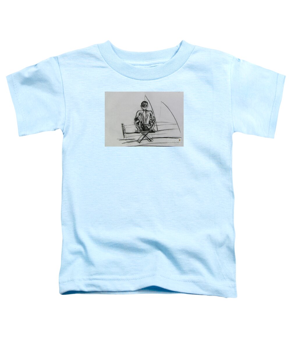  Toddler T-Shirt featuring the drawing Man In The Fishing Game by Sukalya Chearanantana