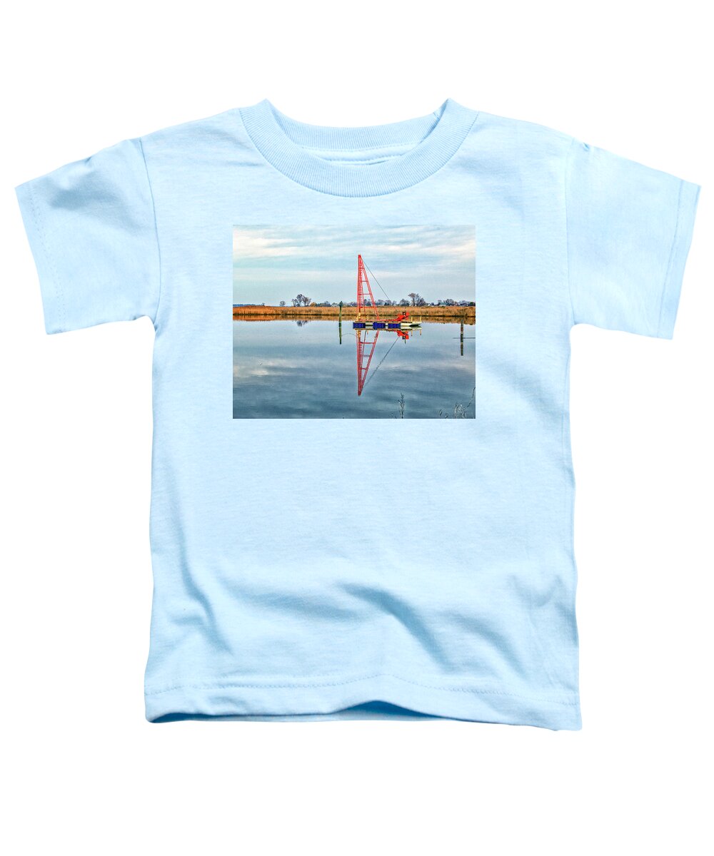 Marine Pile Driver Toddler T-Shirt featuring the photograph Marine Pile Driver on Kent Island by Bill Swartwout