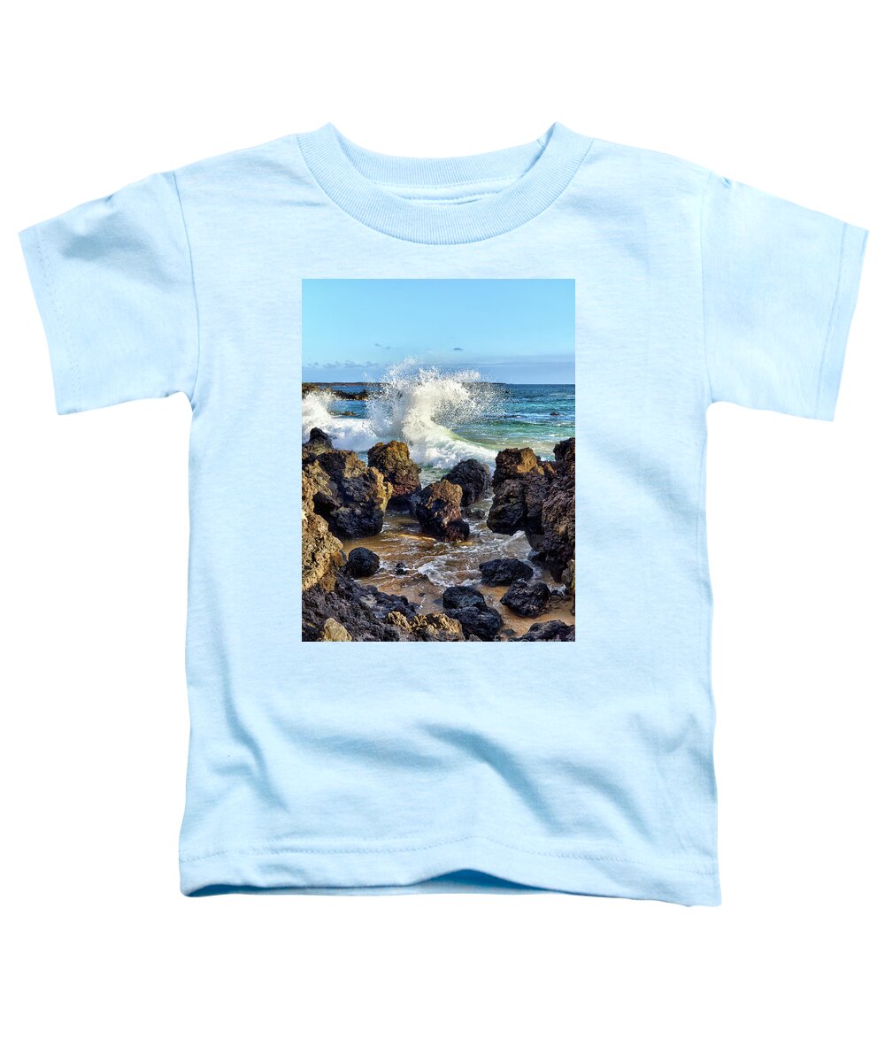 Maui Toddler T-Shirt featuring the photograph Maui Wave Crash by Eddie Yerkish
