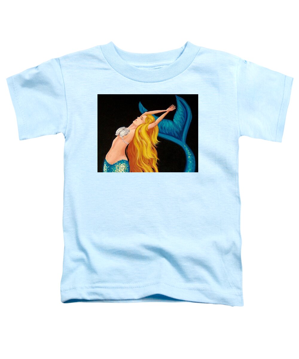 Mermaid Toddler T-Shirt featuring the painting Mermaid Flip by Debbie Criswell