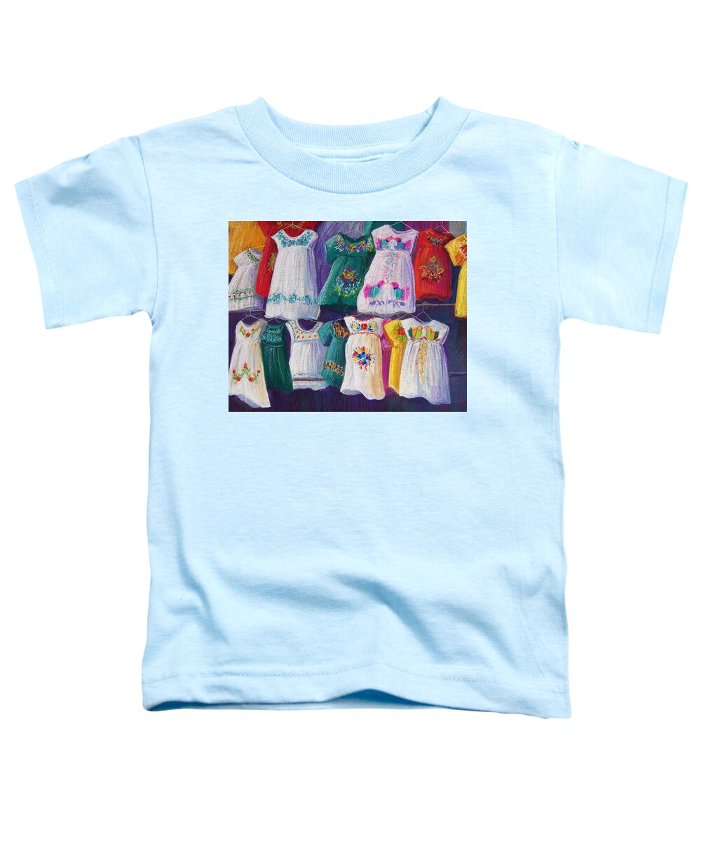 Dresses Toddler T-Shirt featuring the pastel Mexican Dresses by Candy Mayer