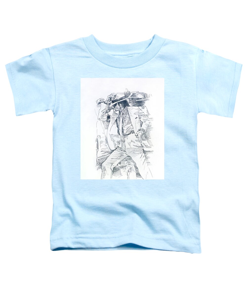 Michael Jackson Toddler T-Shirt featuring the drawing Michael Smooth Criminal II by David Lloyd Glover