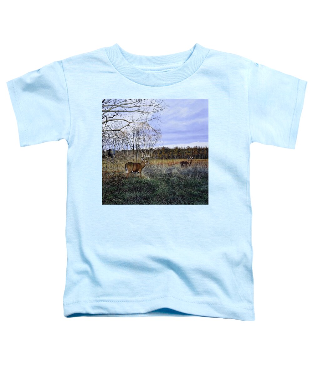 Cabelas Toddler T-Shirt featuring the painting Take Out - Deer by Anthony J Padgett