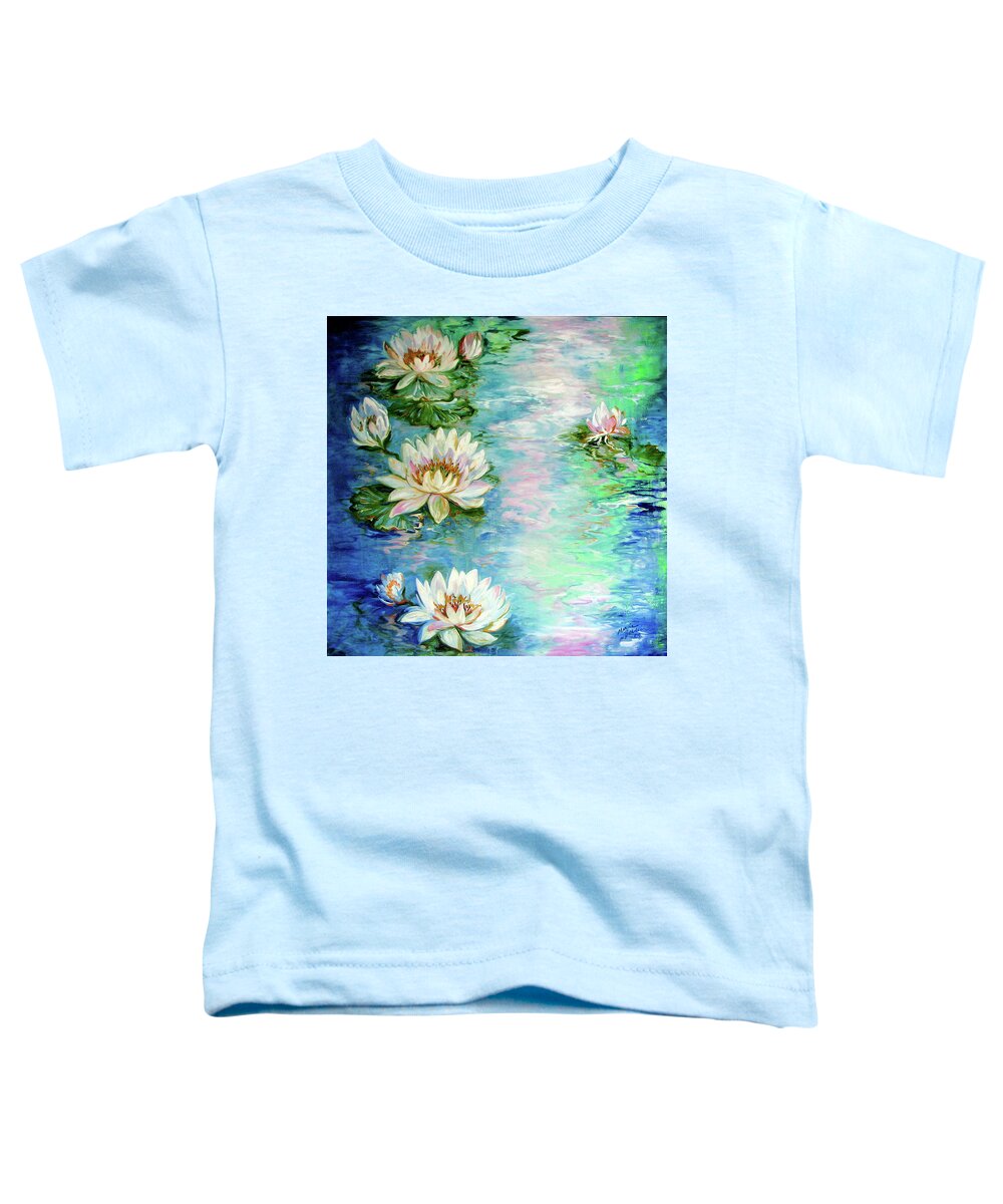 Lotus Toddler T-Shirt featuring the painting Misty Waters Waterlily Pond by Marcia Baldwin