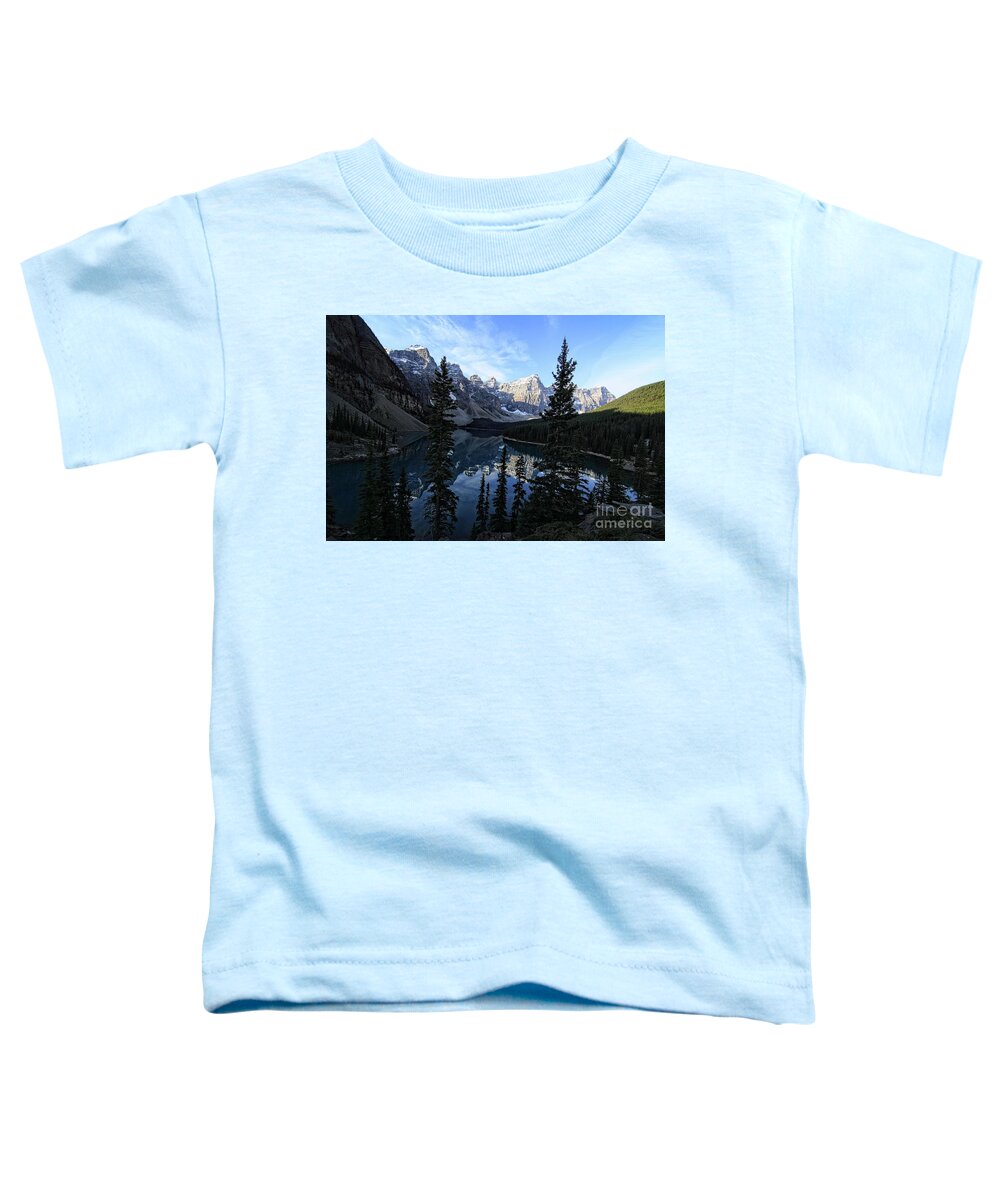 Moraine Lake Toddler T-Shirt featuring the photograph Moraine Lake from the Rockpile by Eva Lechner