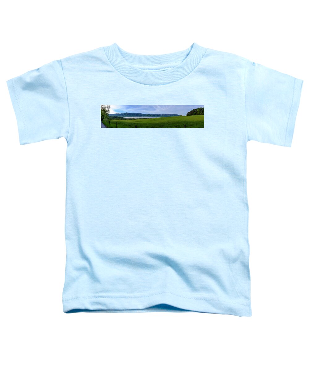 Landscapes Toddler T-Shirt featuring the photograph Morning Fog at Cades Cove by Roberta Kayne