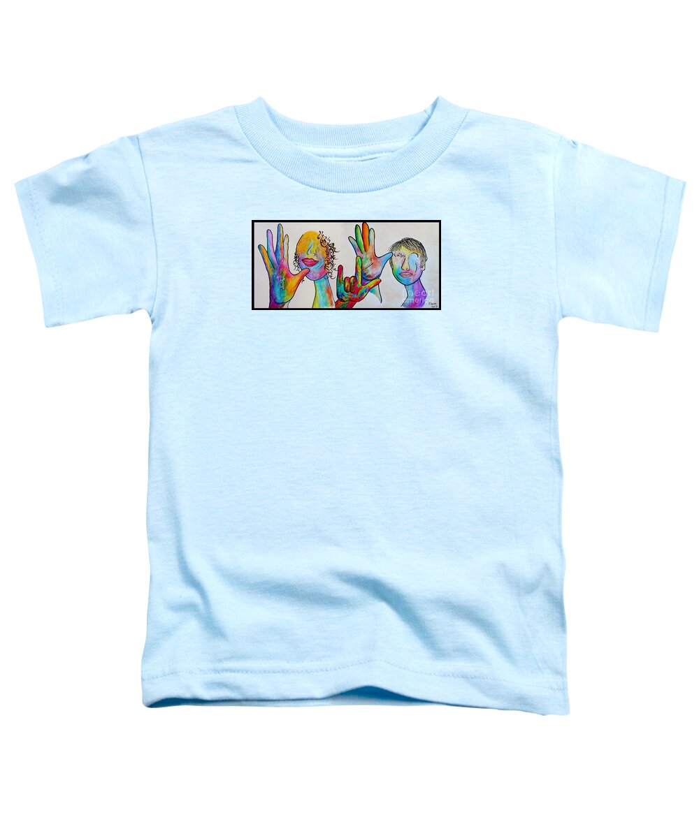 American Sign Language Toddler T-Shirt featuring the mixed media Mother and Father I Love You by Eloise Schneider Mote