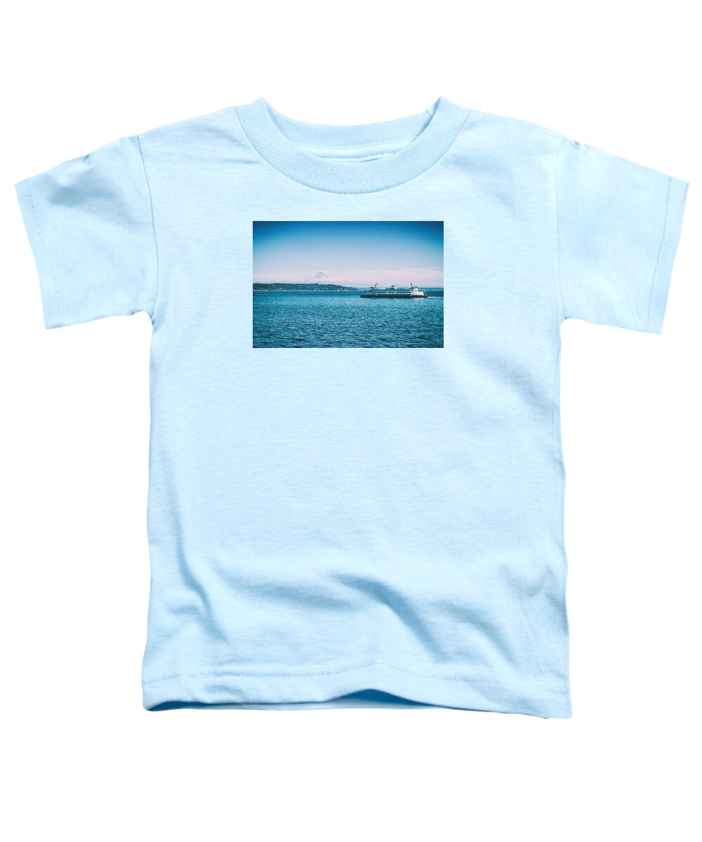 Mount Rainier Toddler T-Shirt featuring the photograph Mount Rainier and Ferry Boat by Tanya Harrison