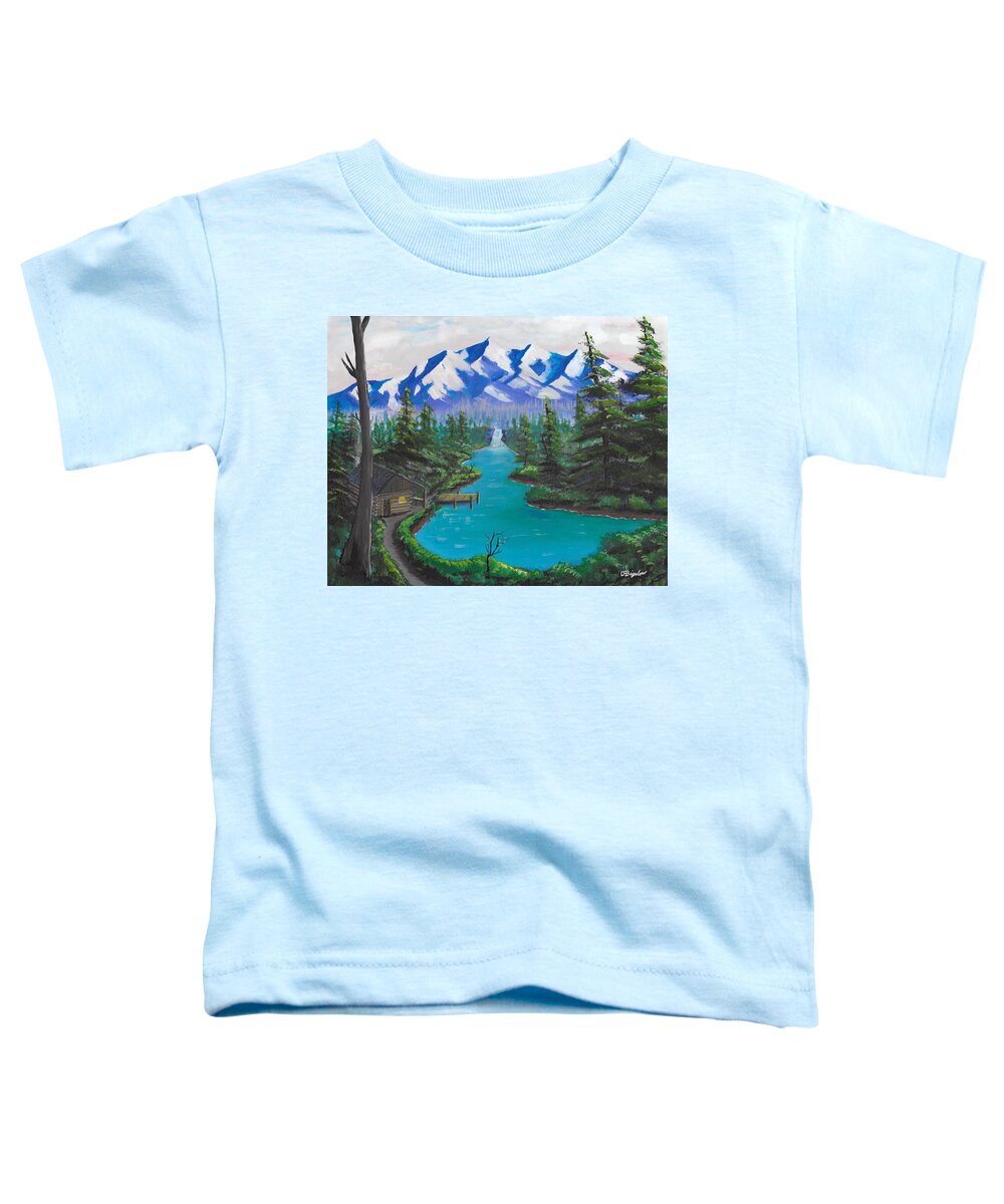 Dock Toddler T-Shirt featuring the painting Mountain Cabin by David Bigelow