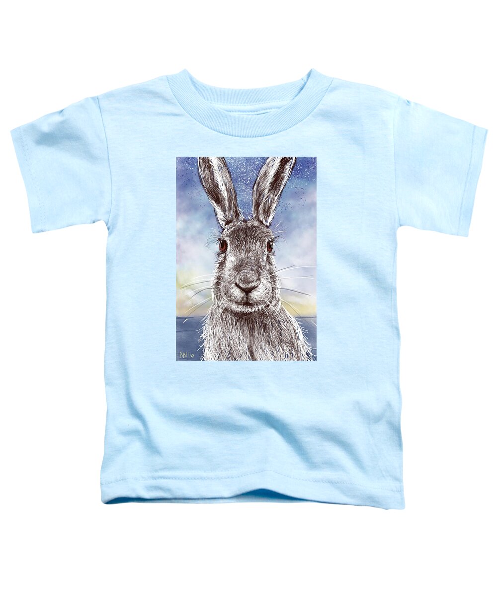 Bunny Toddler T-Shirt featuring the digital art Mr. Rabbit by AnneMarie Welsh