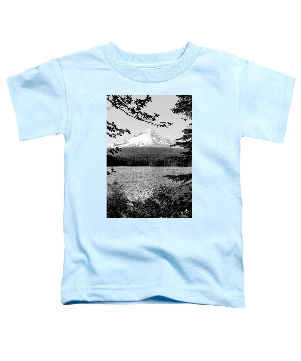 Mt. Hood Toddler T-Shirt featuring the photograph Mt. Hood In Oregon BW by Athena Mckinzie