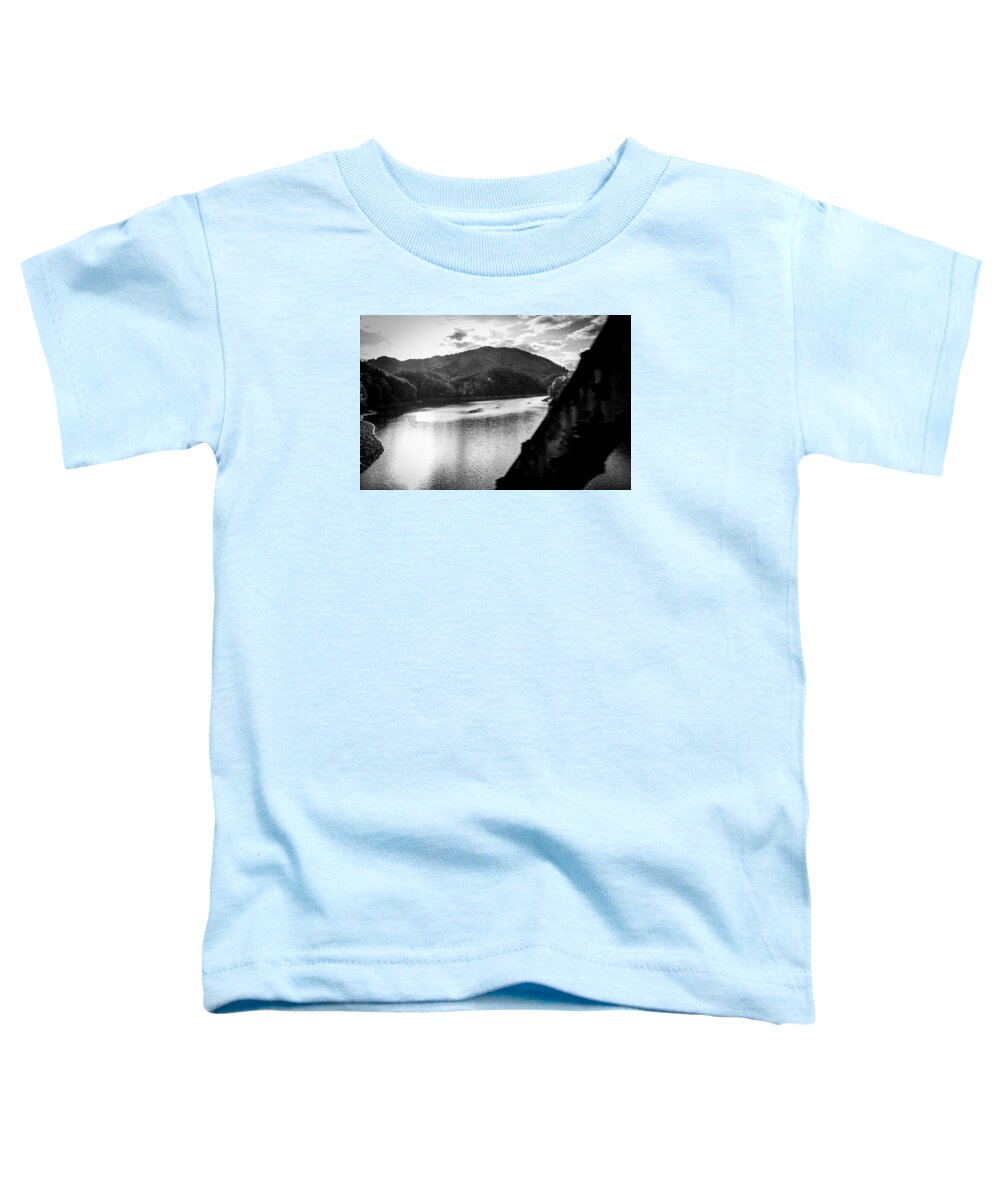 Kelly Hazel Toddler T-Shirt featuring the photograph Nantahala River as Seen from the Great Smokey Mountain Railroad by Kelly Hazel