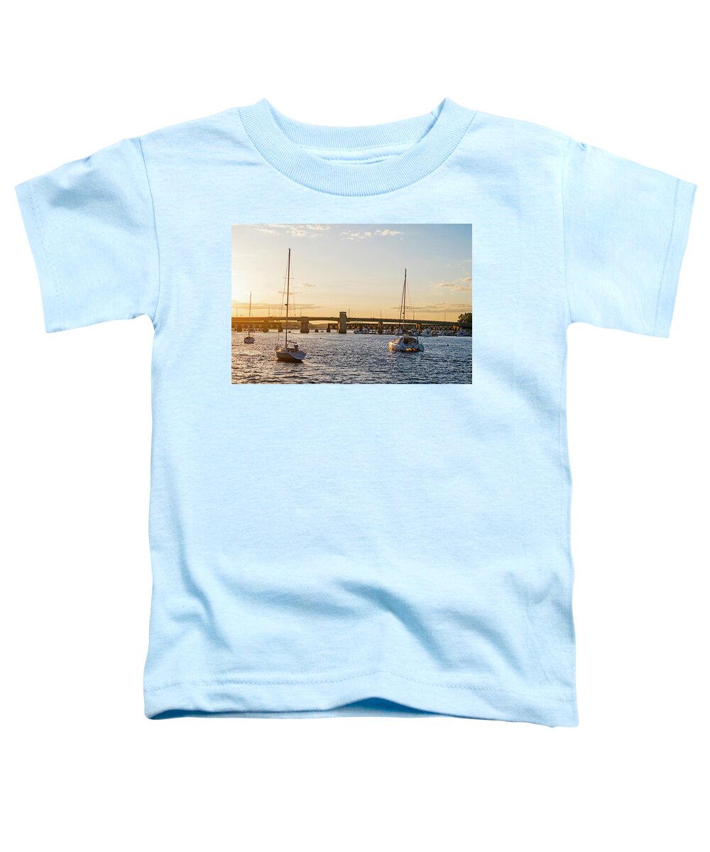 Newburyport Toddler T-Shirt featuring the photograph Newburyport Harbor at sunset Newburyport MA by Toby McGuire