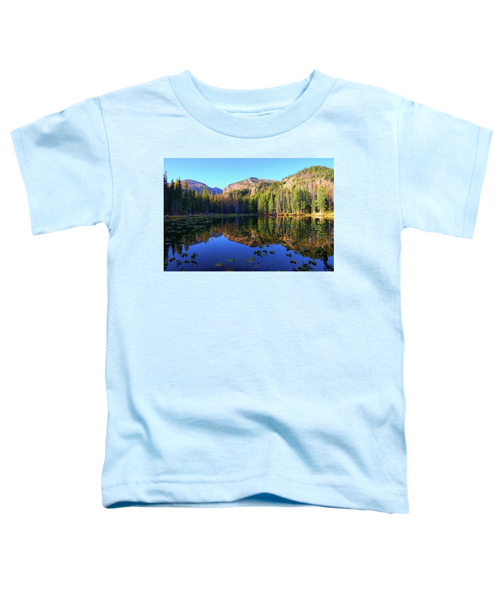Nymph Lake Toddler T-Shirt featuring the photograph Nymph Lake Reflections by Greg Norrell