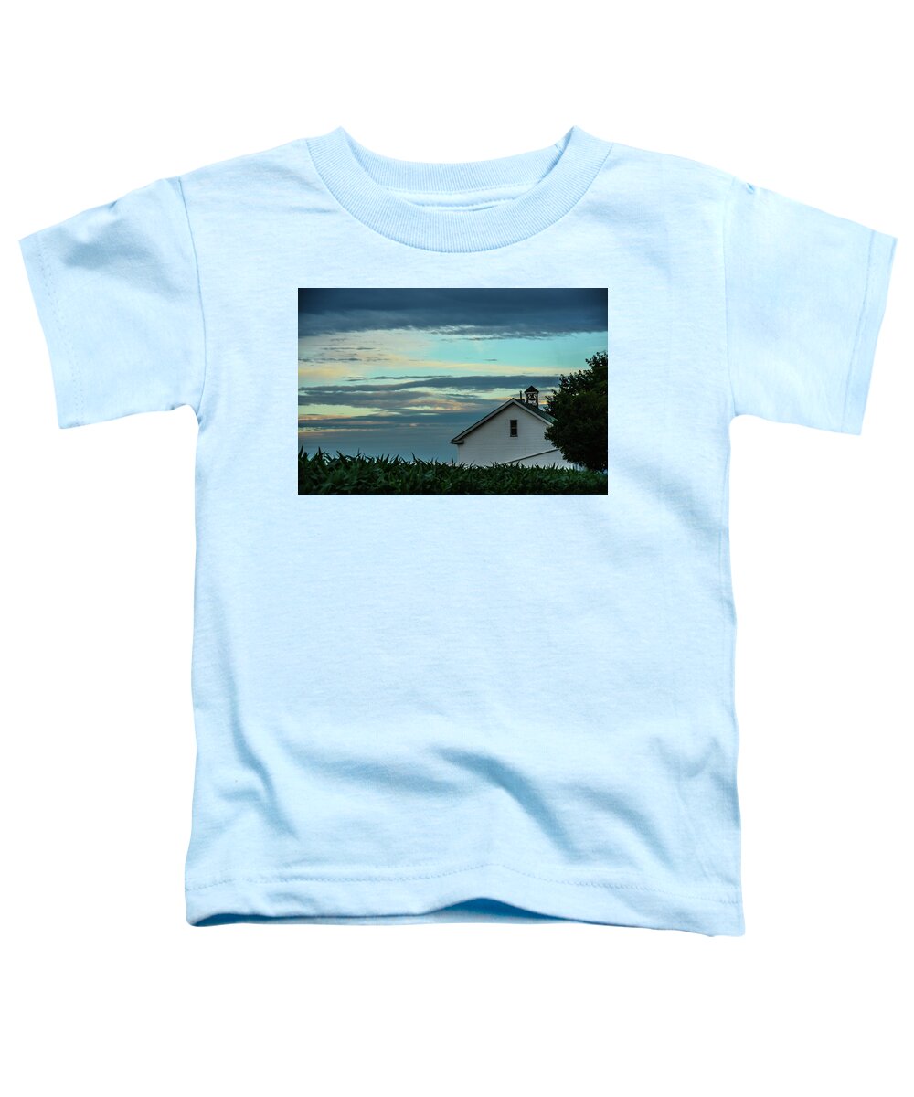 Amish Toddler T-Shirt featuring the photograph Amish Schoolhouse at Dusk by Tana Reiff