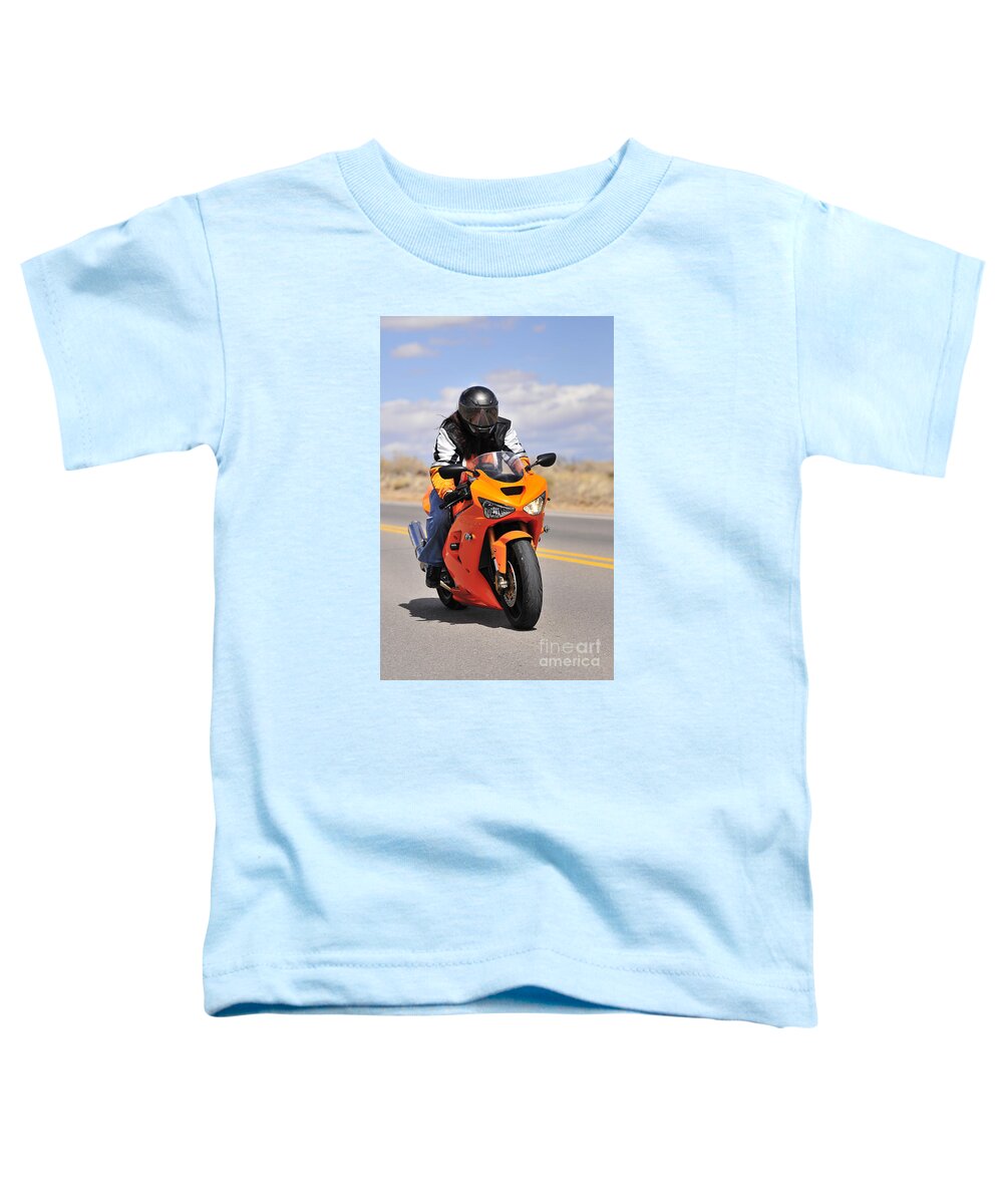Motorcycle Toddler T-Shirt featuring the photograph Orange Fire by Robert WK Clark