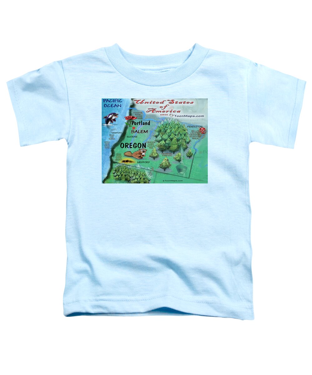 Oregon Toddler T-Shirt featuring the digital art Oregon Fun Map by Kevin Middleton