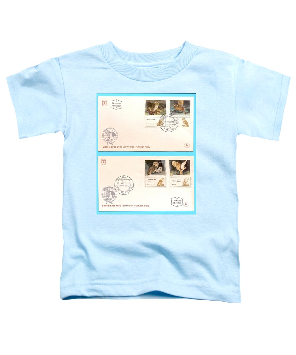 First Day Cover Toddler T-Shirt featuring the photograph owls First day cover by Ilan Rosen