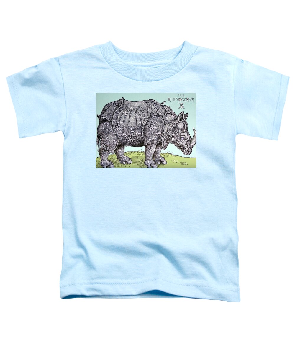 Albrecht Durer Rhino Toddler T-Shirt featuring the painting Paisley Durerhino by Ande Hall