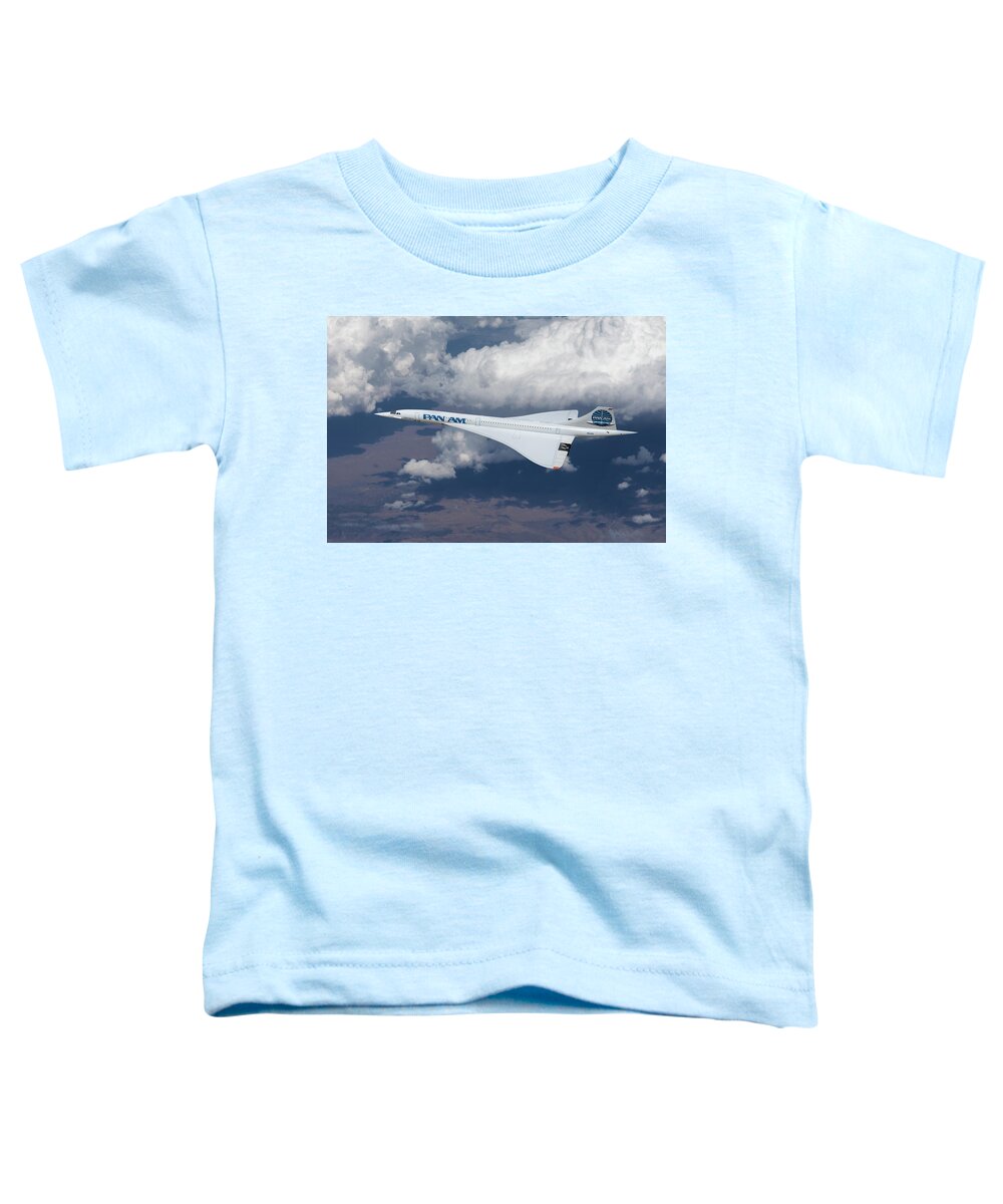 Pan American World Airways Toddler T-Shirt featuring the digital art Pan American Concorde SST by Erik Simonsen