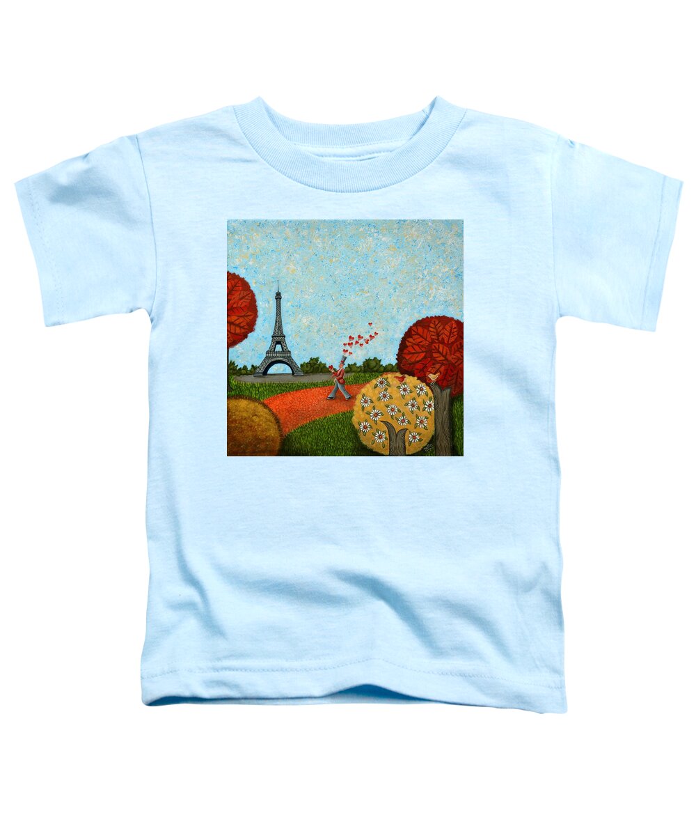 Paris Toddler T-Shirt featuring the painting Paris Je t aime by Graciela Bello