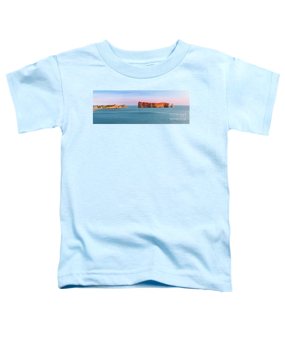 Perce Rock Toddler T-Shirt featuring the photograph Perce Rock panorama at sunset by Elena Elisseeva