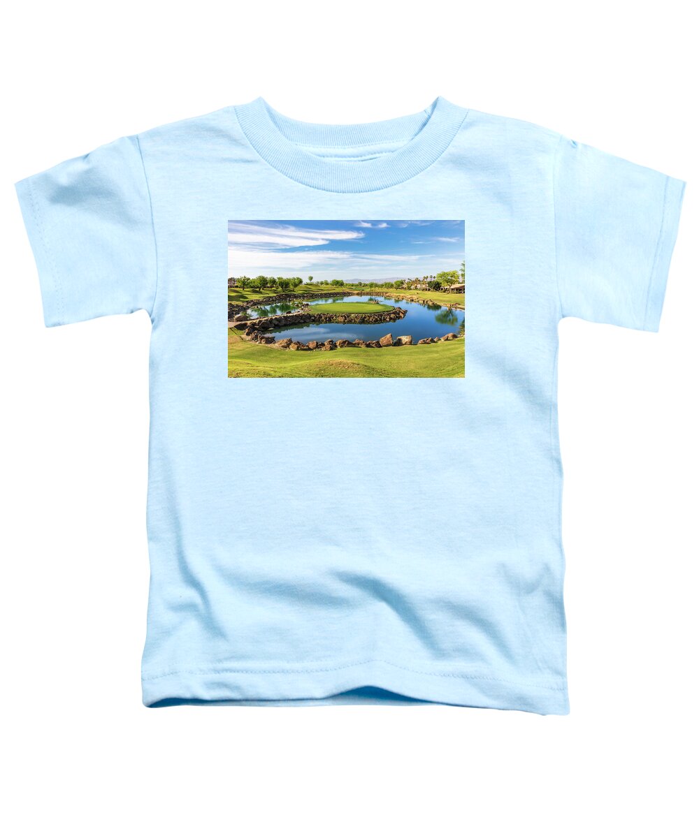 Pga West; Golf; Desert; Golf Course; Golf Prints; Sunset; Fathers Day; La Quinta Toddler T-Shirt featuring the photograph PGA West Stadium Course Hole 17 by Mike Centioli