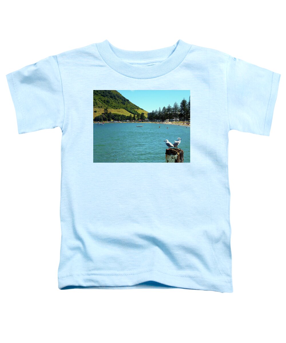Pilot Bay Toddler T-Shirt featuring the photograph Pilot Bay Beach 5 - Mt Maunganui Tauranga New Zealand by Selena Boron