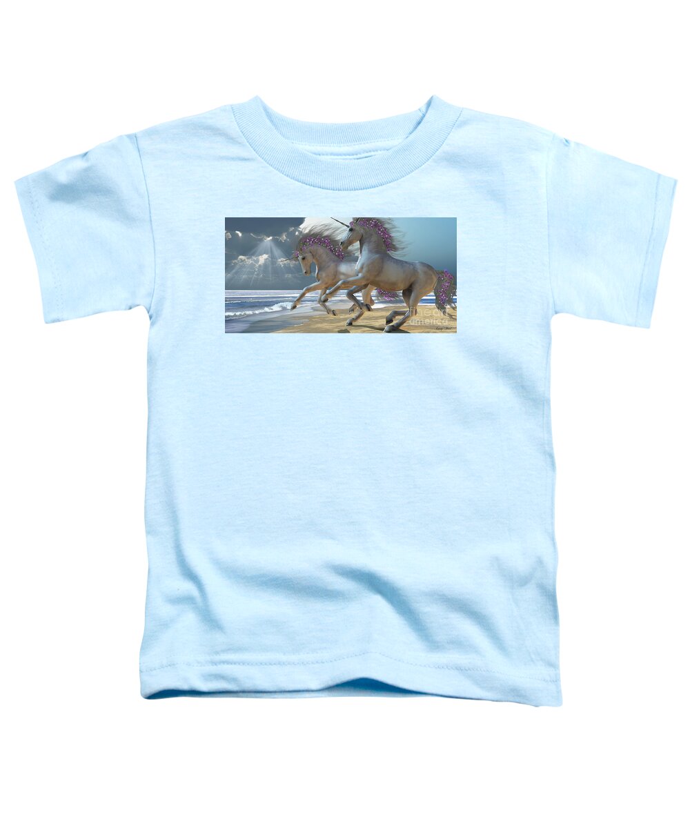 Unicorn Toddler T-Shirt featuring the painting Playing Unicorns Part 2 by Corey Ford
