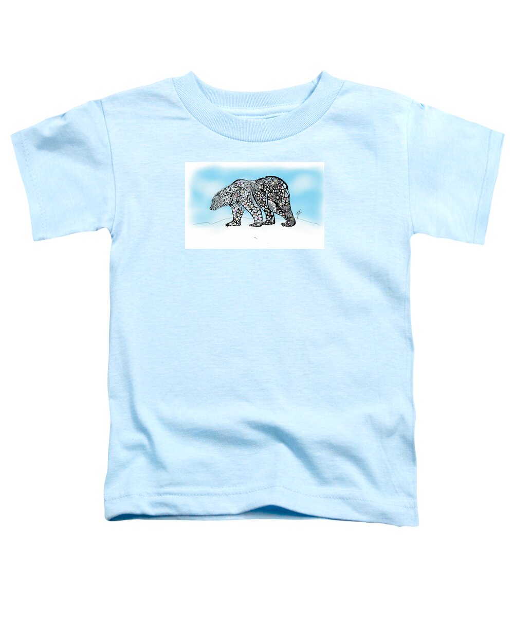 Doodle Toddler T-Shirt featuring the digital art Polar bear doodle by Darren Cannell