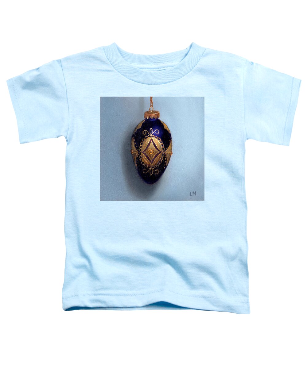 Oil Toddler T-Shirt featuring the painting Purple Filigree Egg Ornament by Linda Merchant