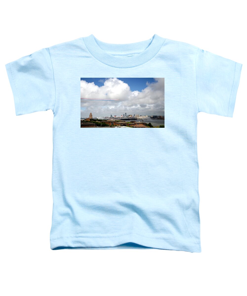 Cunard Toddler T-Shirt featuring the photograph Red Arrows and the Three Queens by Spikey Mouse Photography