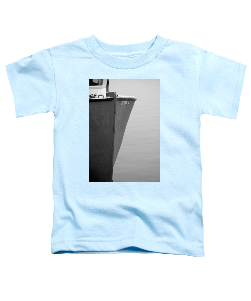 Boat Toddler T-Shirt featuring the photograph Red Boat in Black and White by Charles Harden