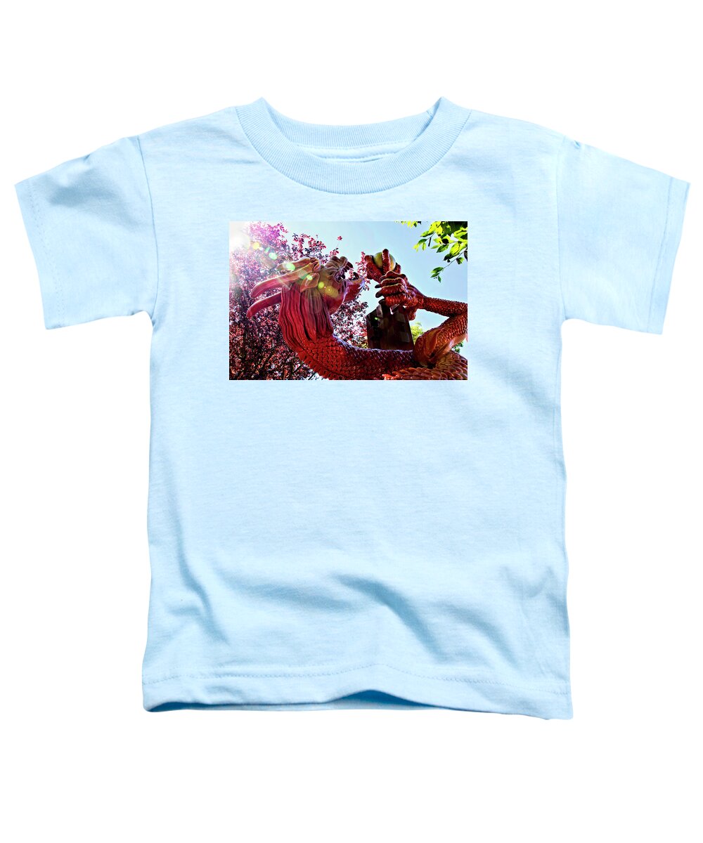 Dragon Toddler T-Shirt featuring the photograph Red Dragon in Chinatown - Victoria, British Columbia by Peggy Collins