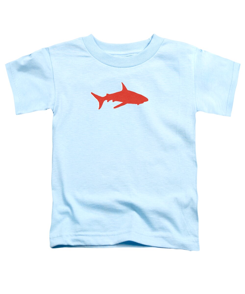 Shark Toddler T-Shirt featuring the mixed media Red Shark by Linda Woods