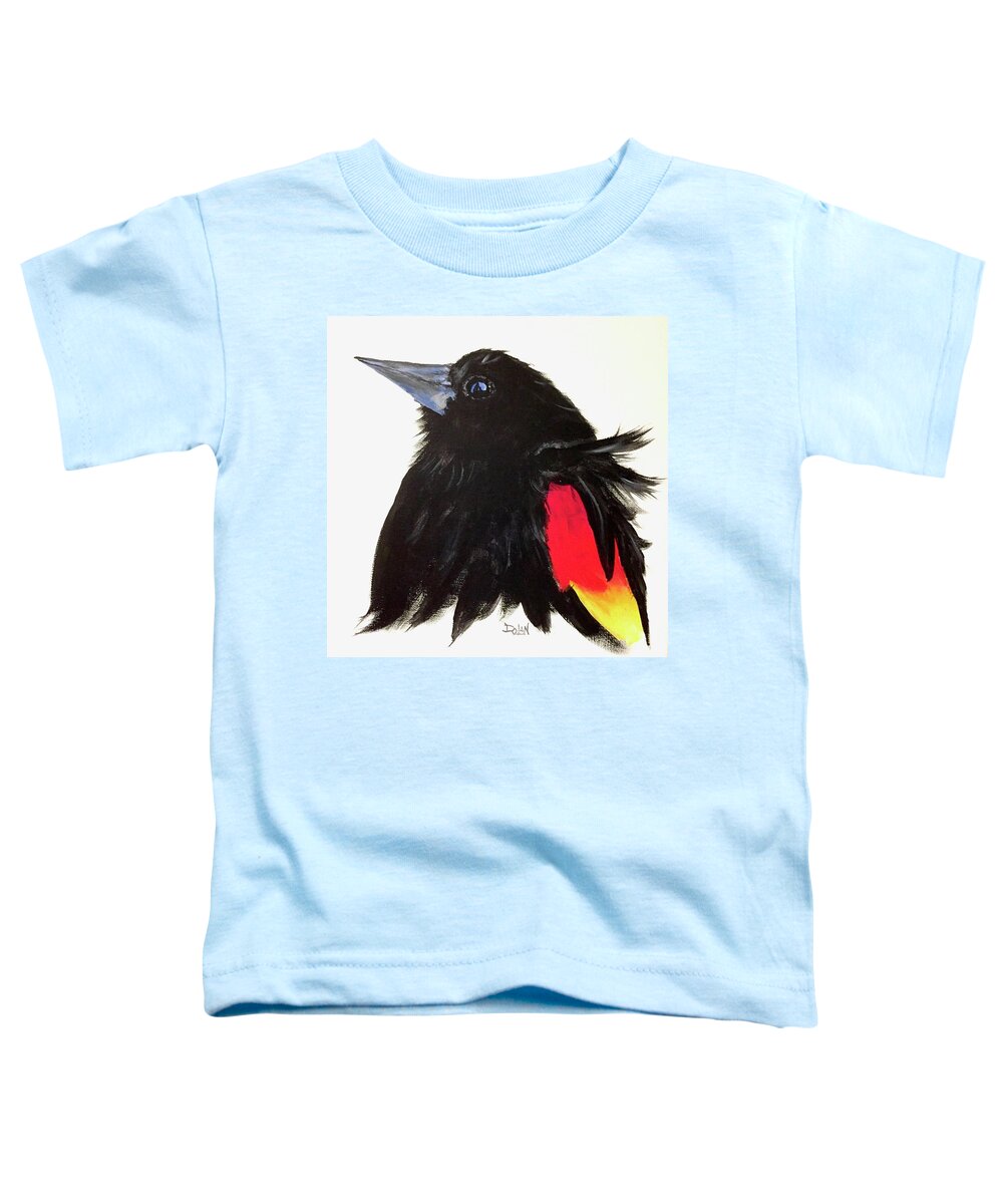 Red Winged Blackbird Toddler T-Shirt featuring the painting Red winged Blackbird by Pat Dolan