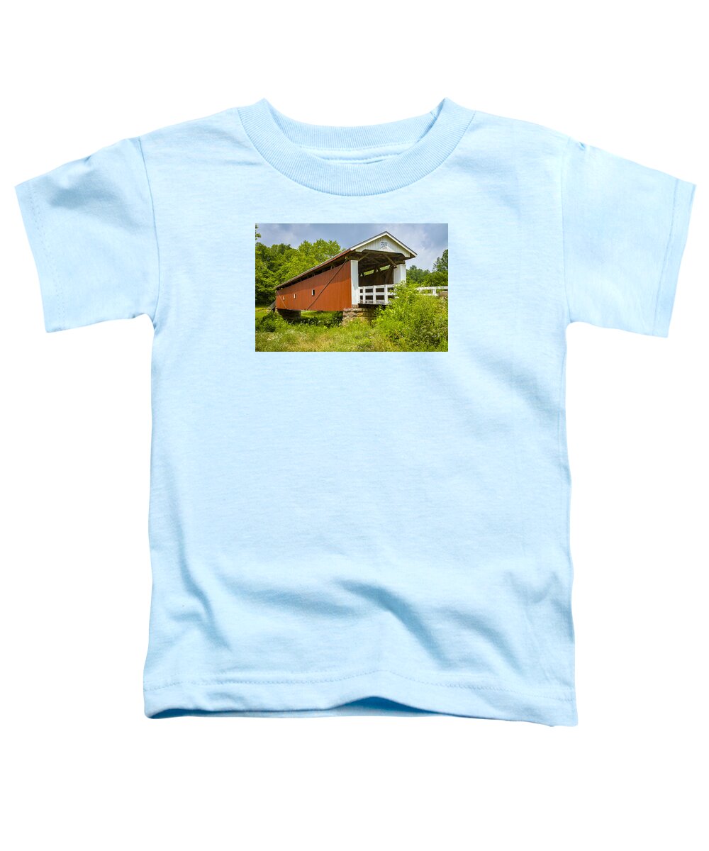 America Toddler T-Shirt featuring the photograph Rinard Covered Bridge by Jack R Perry
