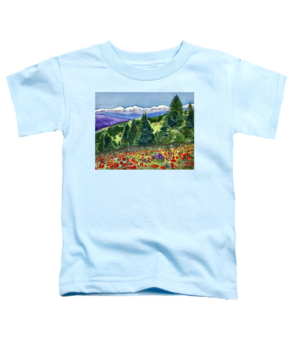 Flowers Toddler T-Shirt featuring the painting Rocky Mountain High by Sue Carmony