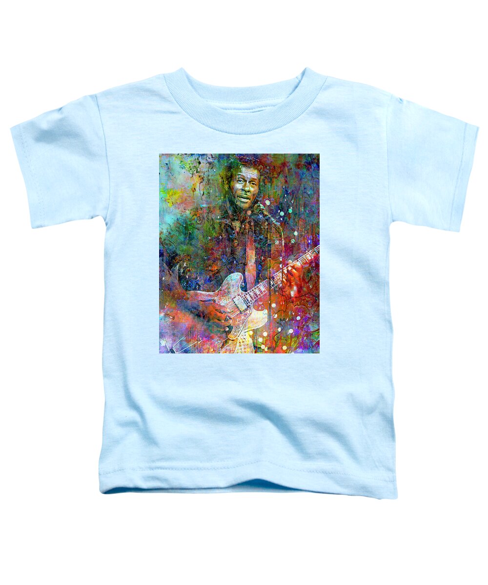 Chuck Berry Toddler T-Shirt featuring the mixed media Roll Over Beethoven, Chuck Berry by Mal Bray