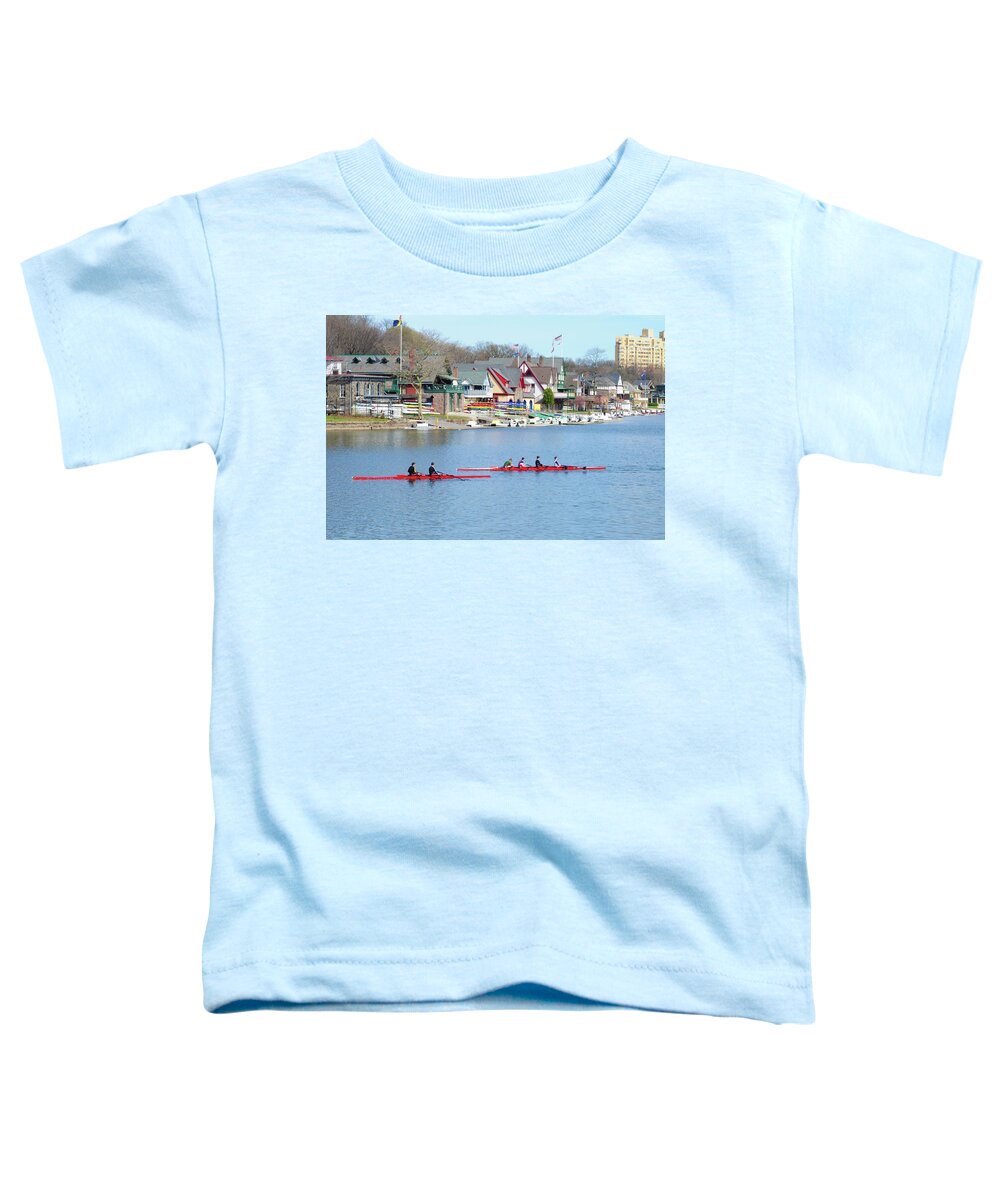 Rowers Toddler T-Shirt featuring the photograph Rowing Along the Schuylkill River by Bill Cannon