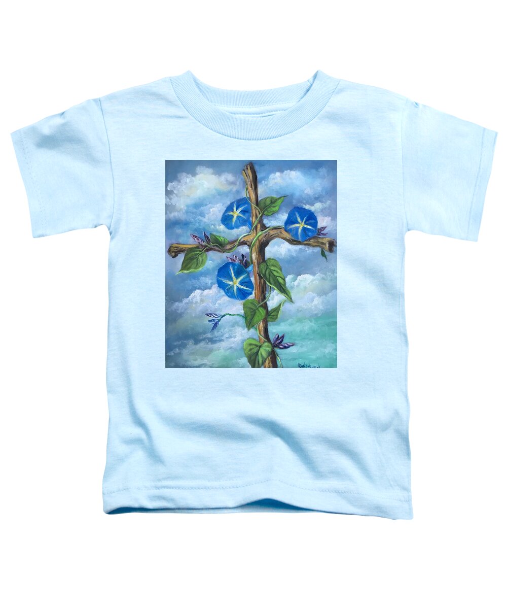 Morning Glory Toddler T-Shirt featuring the painting Heavenly Blue by Rand Burns